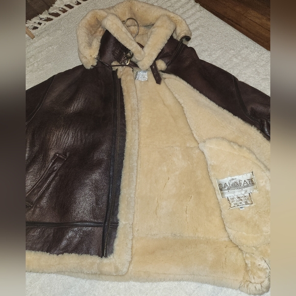 Calafate Aviation Shearling Leather Jacket - Mens XL - 100% Real Sherling - Picture 2 of 4